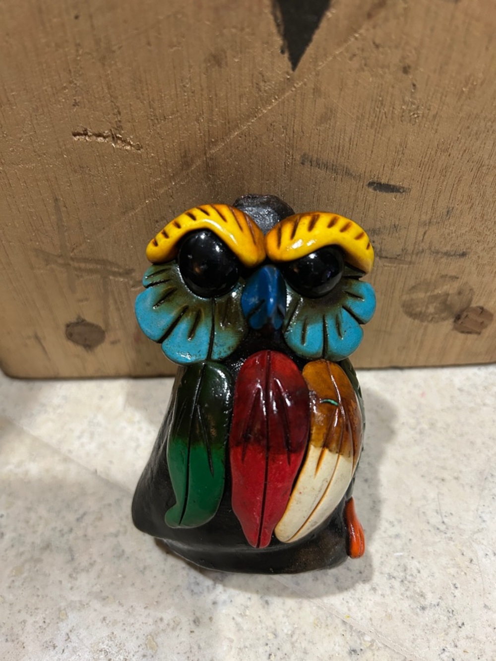 Vintage handcrafted Mexican pottery owl whistle (B)